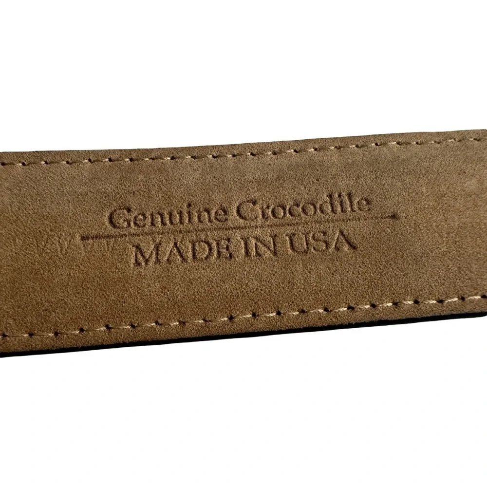 Bespoke Black Genuine Crocodile USA Made Mens Dress Belt Size 36 NWOT